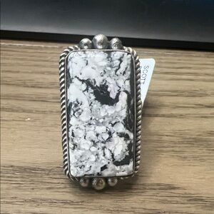 Scott Skeets White Buffalo Sterling Ring
